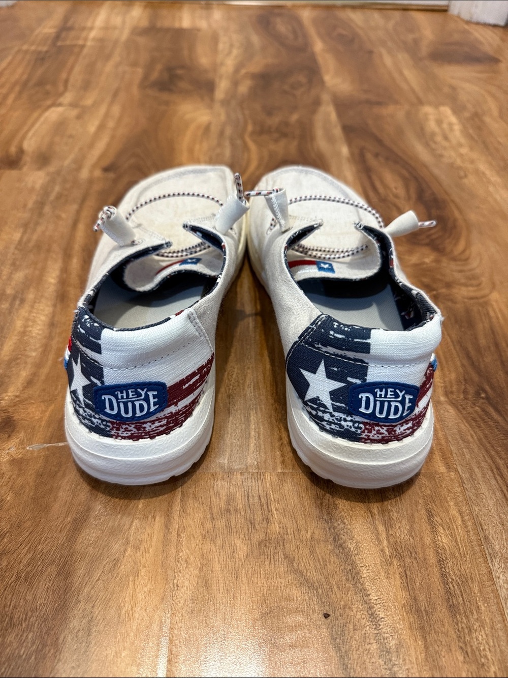 Hey Dude Light Beige Canvas Slip-Ons with Texas Flag Accent - Picture 4 of 7
